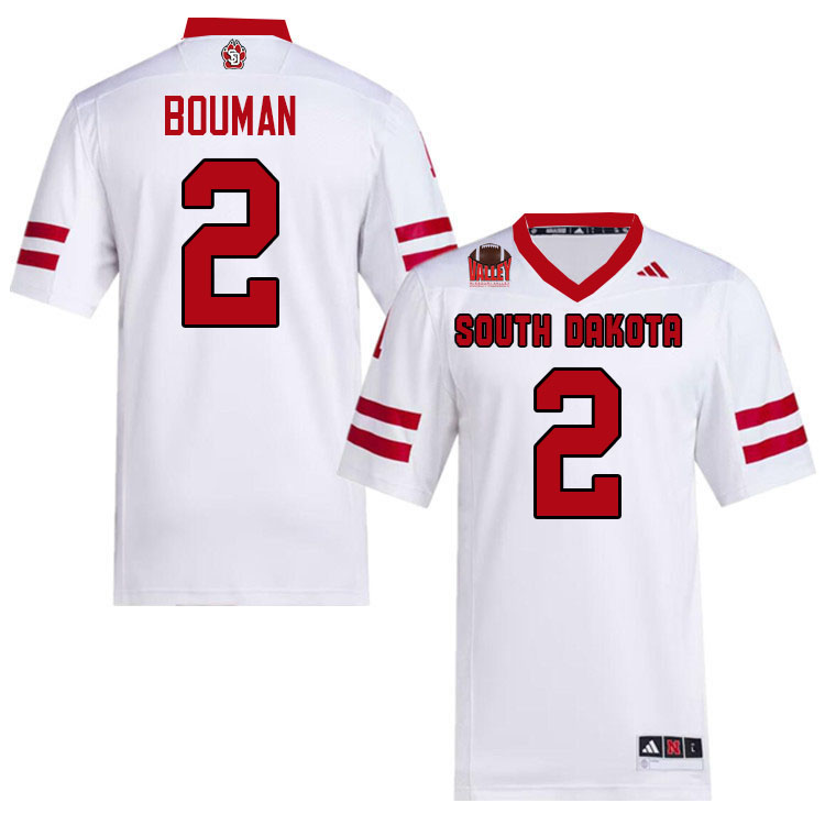 South Dakota Coyotes #2 Aidan Bouman College Football Jerseys,Uniforms-White